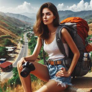 female backpacker on a hot summer day-1